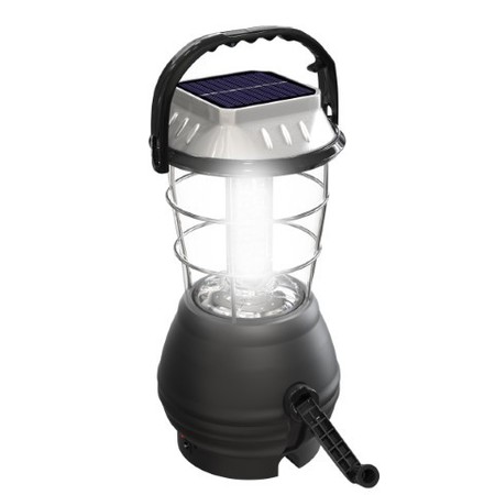 FLEMING SUPPLY Solar Powered, Crank Dynamo, Battery Operated Lantern, 4 Ways to Power, 180 Lumen 36-LED for Camping 175762YDT